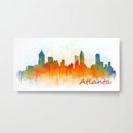 Atlanta City Skyline Hq v3 Metal Print | Skyline, Graphic Design, Capitol, Atlanta, Abstract, Digital, Fulton, Buckhead, Watercolor, Painting 