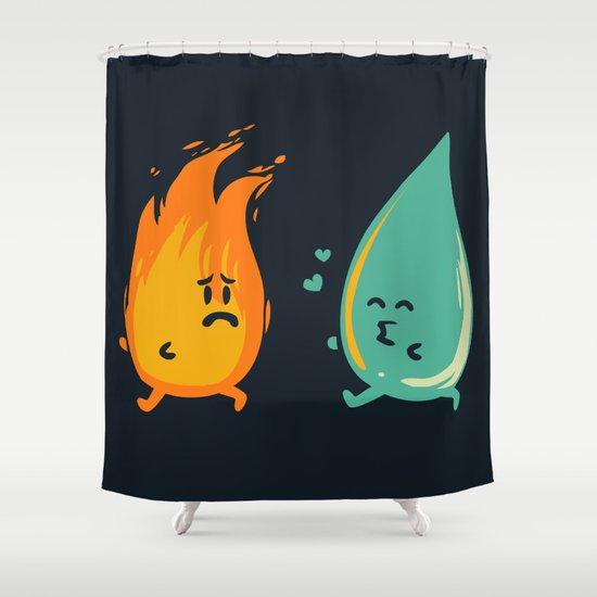 Impossible Love (fire and water kiss) Shower Curtain
