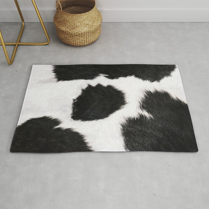 Black And White Farmhouse Cowhide Spots Rug by cadinera Society6