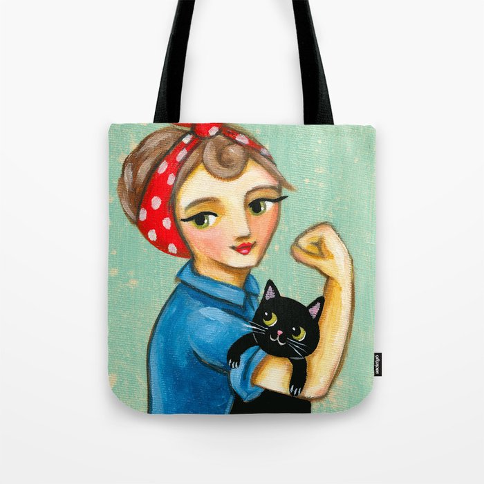 Rosie The Riveter With Black Cat We Can Do It Painting By Tascha