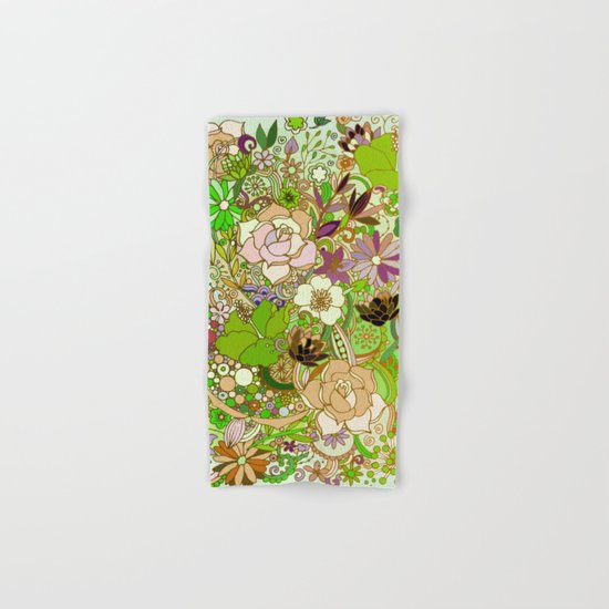 Detailed summer floral pattern, green Hand & Bath Towel