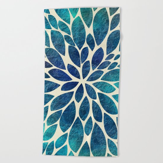 Petal Burst - Turquoise Beach Towel