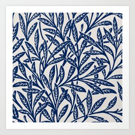 Vintage Blue Leaf Art Print