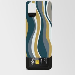 Retro Groovy Stripes in Navy, Mustard, Grey and White Android Card Case