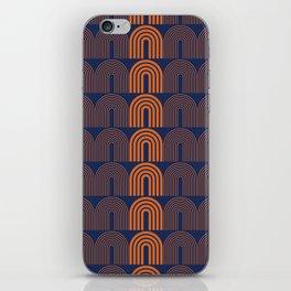 Geometric Shape Patterns 11 in Navy Blue Orange (Rainbow) iPhone Skin