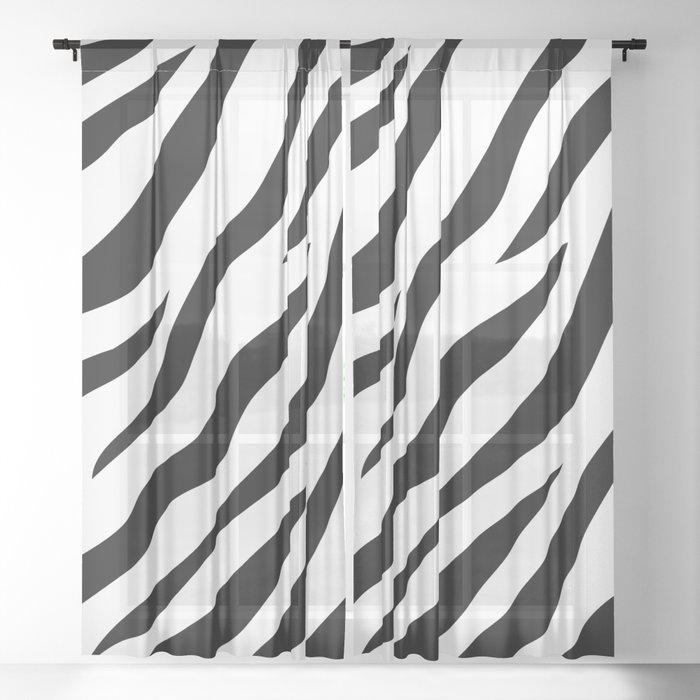 Zebra Print Pattern (white) Sheer Curtain