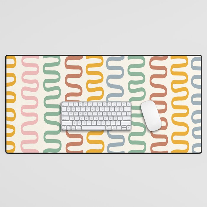 Abstract Shapes 161 in Retro Tones (Snake Pattern Abstraction) Desk Mat