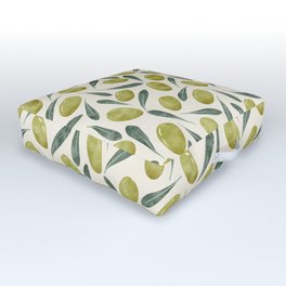 Green Olives Watercolour Outdoor Floor Cushion