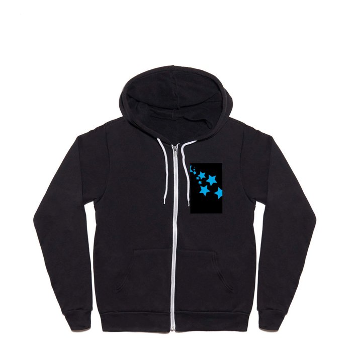 Star Black Blue Pattern Full Zip Hoodie