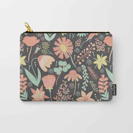 Peachy Keen Wildflowers Carry-All Pouch