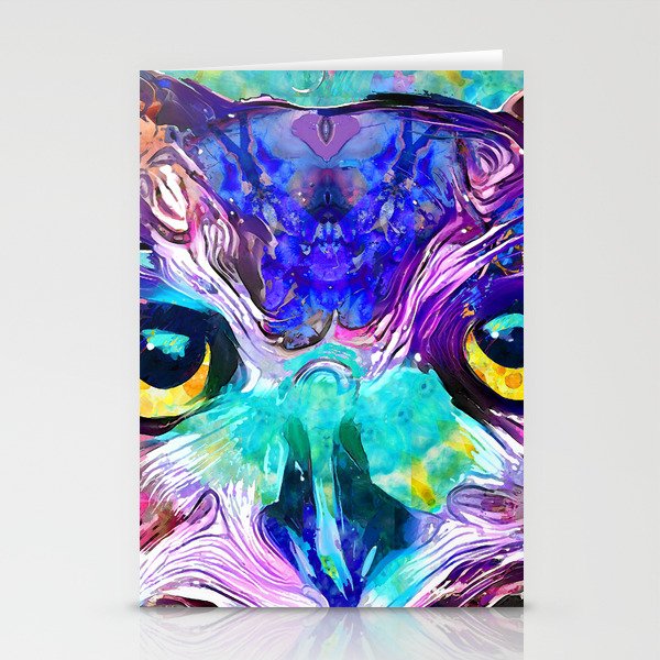 Colorful Bird Nature Art - Wild Owl Stationery Cards