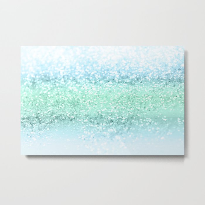 Aqua Seafoam Ocean Glitter #1 (Faux Glitter) #shiny #pastel #decor #art #society6 Metal Print