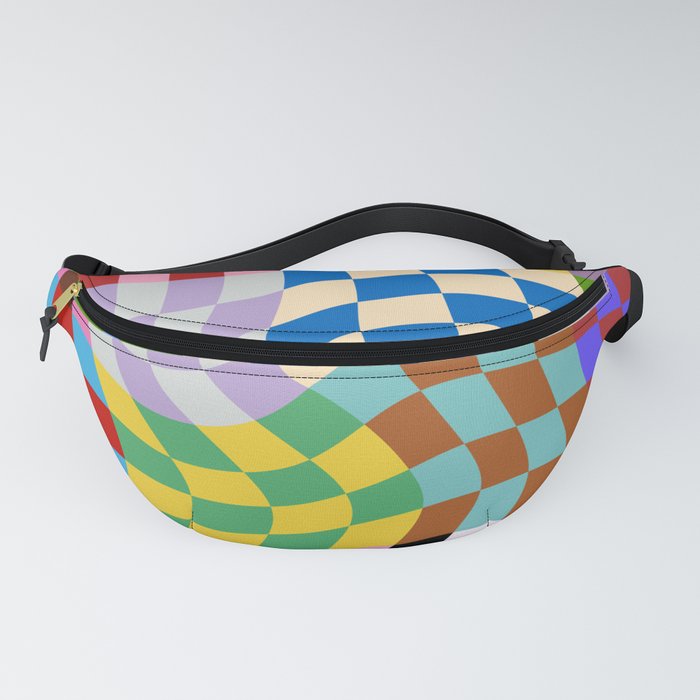colorful wavy checkerboard Fanny Pack