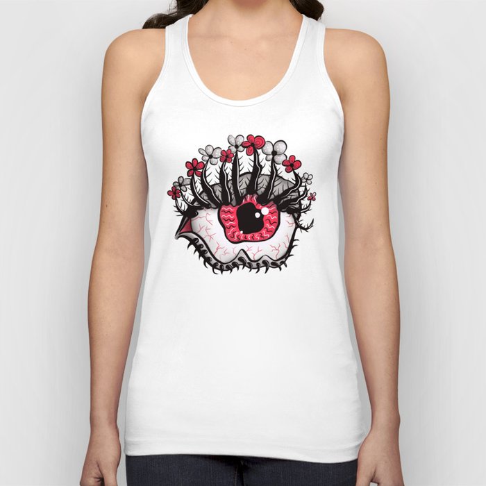 Eye Melt - Weird Red Eye With Flower Eyelashes Tank Top by Boriana