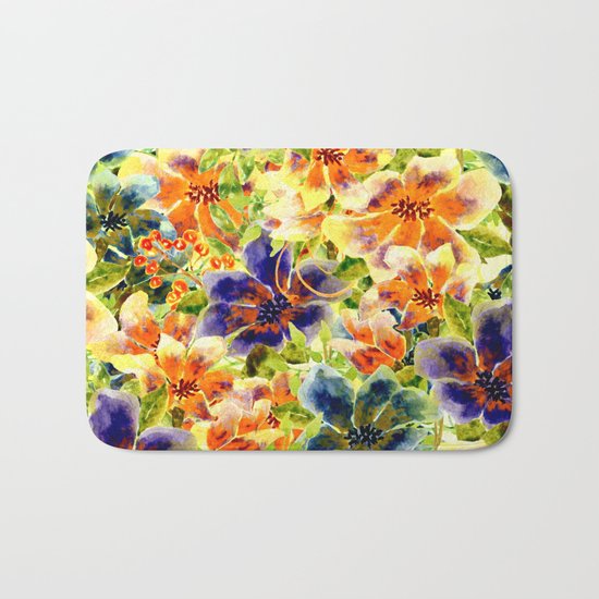 vivid floral Bath Mat