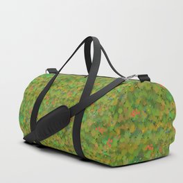 Modern village Green Grass Flowers Botanical Pattern Duffle Bag