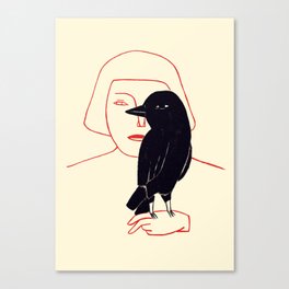 Women and bird Canvas Print
