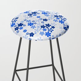 azul blue and white eclectic daisy print ditsy florets Bar Stool