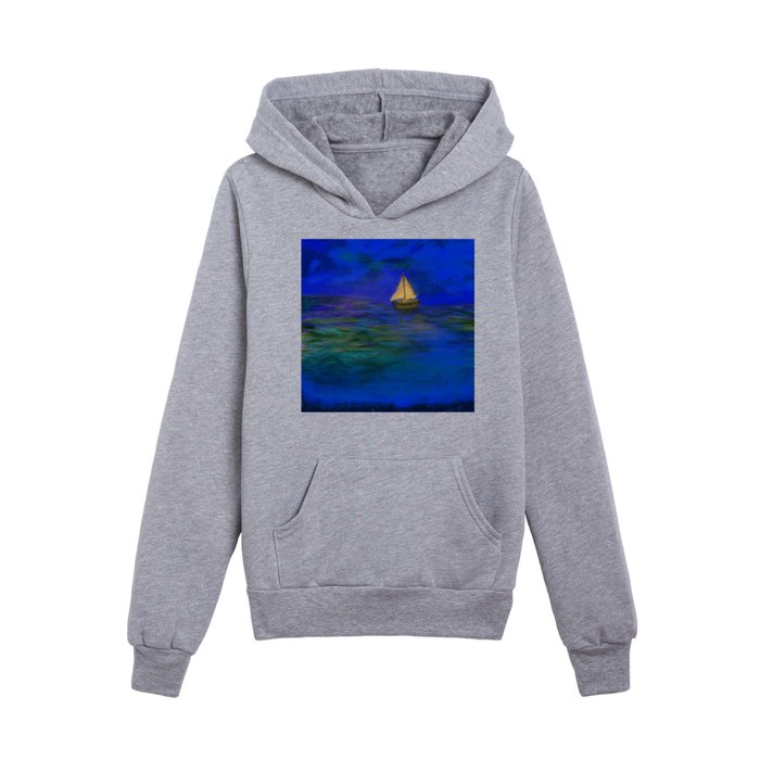 Peaceful Sail Moonlight  Kids Pullover Hoodie