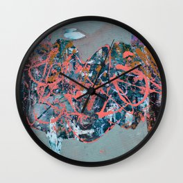 Into Your Chaos: A vibrant abstract art print by Alyssa Hamilton Art. Blue, Pink, Purple, Black Wall Clock