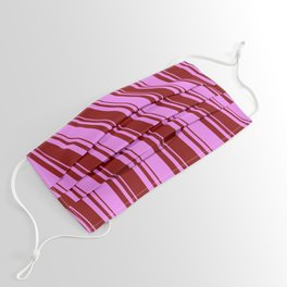 [ Thumbnail: Maroon & Violet Colored Lined Pattern Face Mask ]