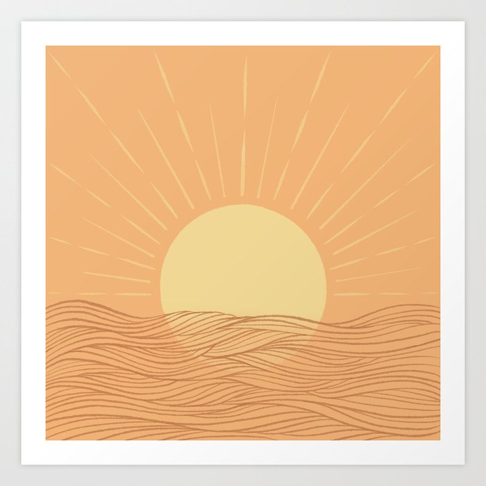 Abstraction minimalist ocean sunset 2021 - 5 Art Print