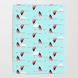 Flying flamingos Poster