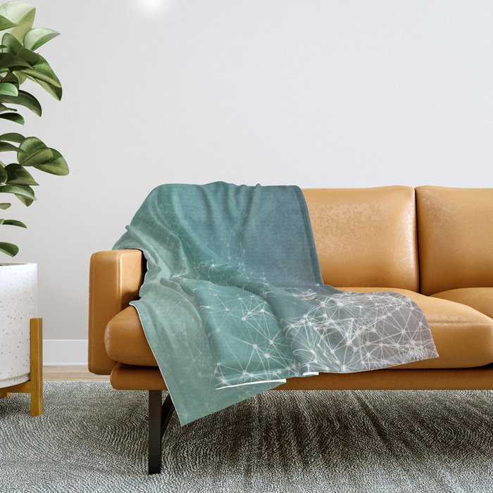 Fresh summer abstract background. Connecting dots, lens flare Throw Blanket