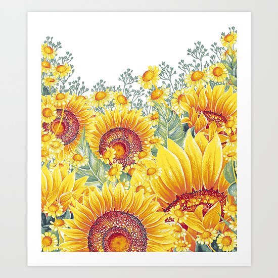 Vintage Garden 15 (Sunflower Field) Art Print