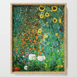 Gustav Klimt - Farm Garden with Sunflowers Serving Tray