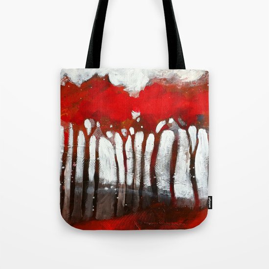 Red trees Tote Bag