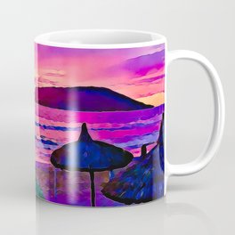 Palapas at dusk on Mazatlan beach, Mexico Coffee Mug