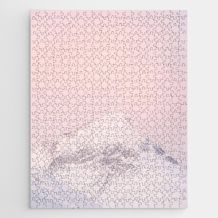Mountain Top in Norway Photo | Pastel Color Sky in the Kaldfjord Art Print | Winter Travel Photography Jigsaw Puzzle