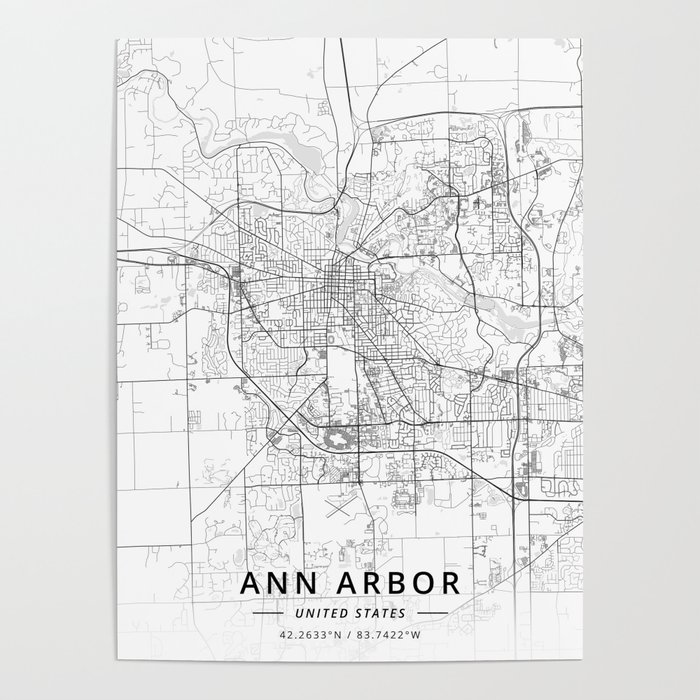 Ann Arbor, United States - Light Map Poster