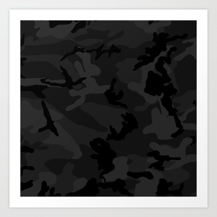 Camouflage Black Art Print