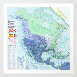 Spanish North America Map Art Print