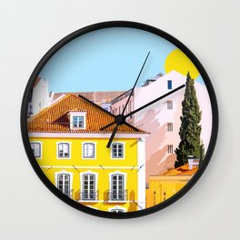Pastel Buildings Wall Clock