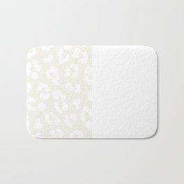 White Leopard Print Lace Vertical Split on Cream Off-White Bath Mat