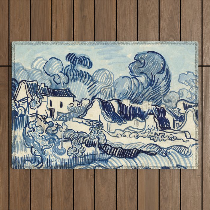Vincent van Gogh "Landscape with houses" Outdoor Rug