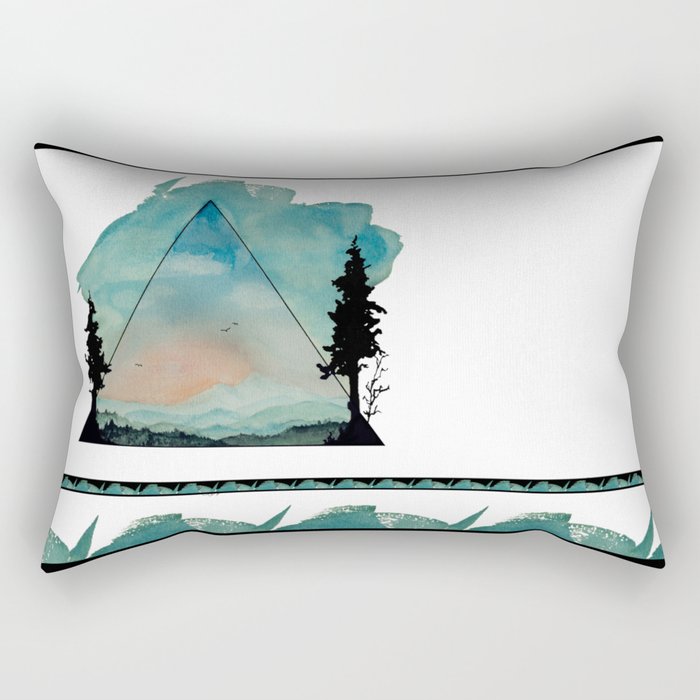 Watercolor Mountains Rectangular Pillow