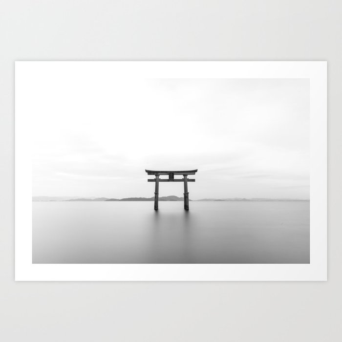 Tori Shintoism Temple Japan Black And White Pic Art Print