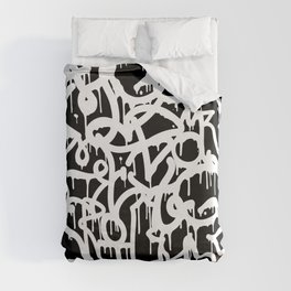 Black and White Graffiti Pattern Duvet Cover