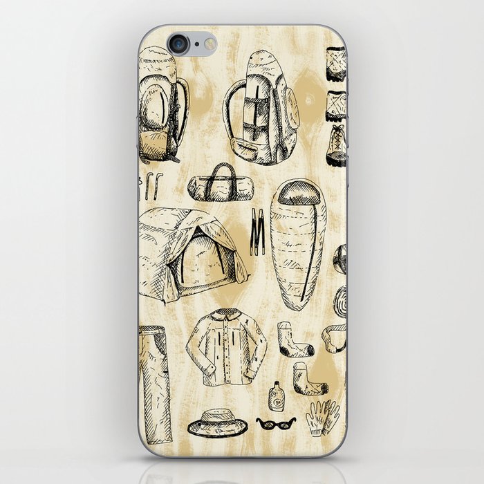 Camping gear collection for outdoorsy people iPhone Skin