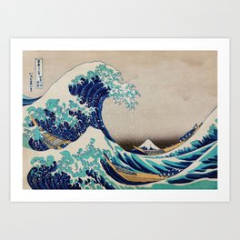 The Great Wave, Vintage Japanese Art Art Print