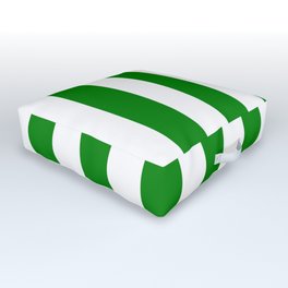 Ao (English) green - solid color - white vertical lines pattern Outdoor Floor Cushion