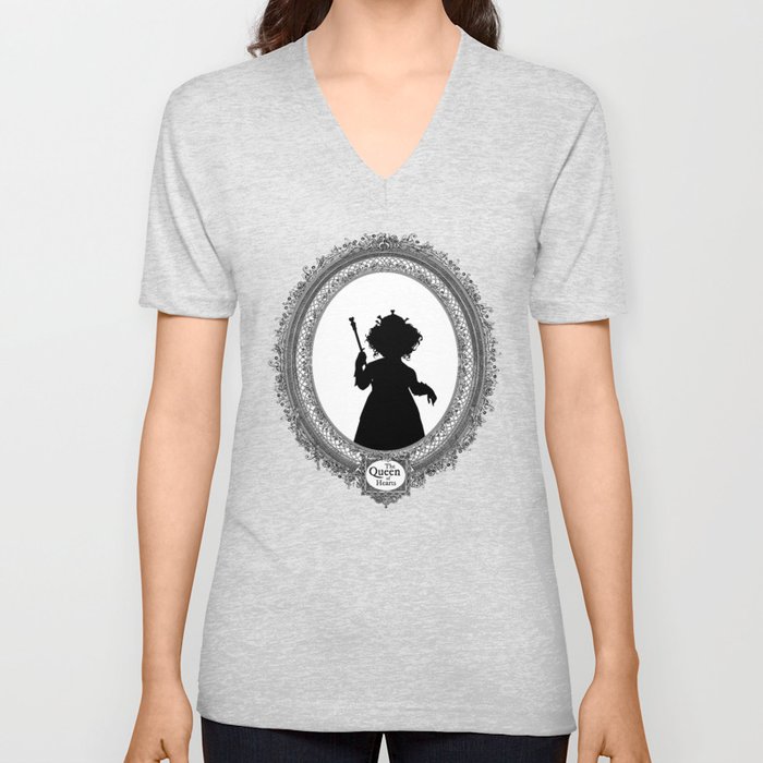 Alice's Adventures in Wonderland - Queen of Hearts Silhouette V Neck T Shirt
