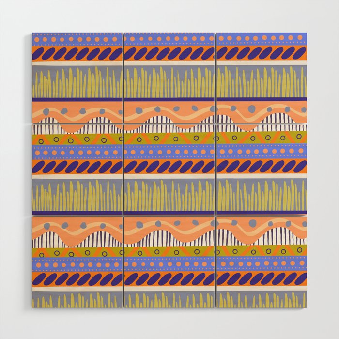 Modern Pattern- Orange Wood Wall Art