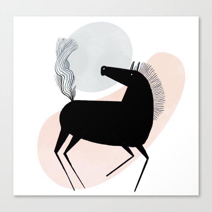 minimal black horse Canvas Print