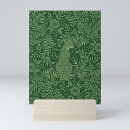 Spring Cheetah Pattern - Forest Green Mini Art Print
