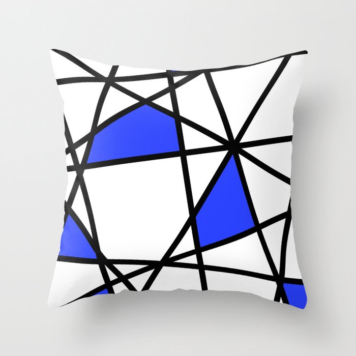 Geometric Modern triangles - white blue Throw Pillow
